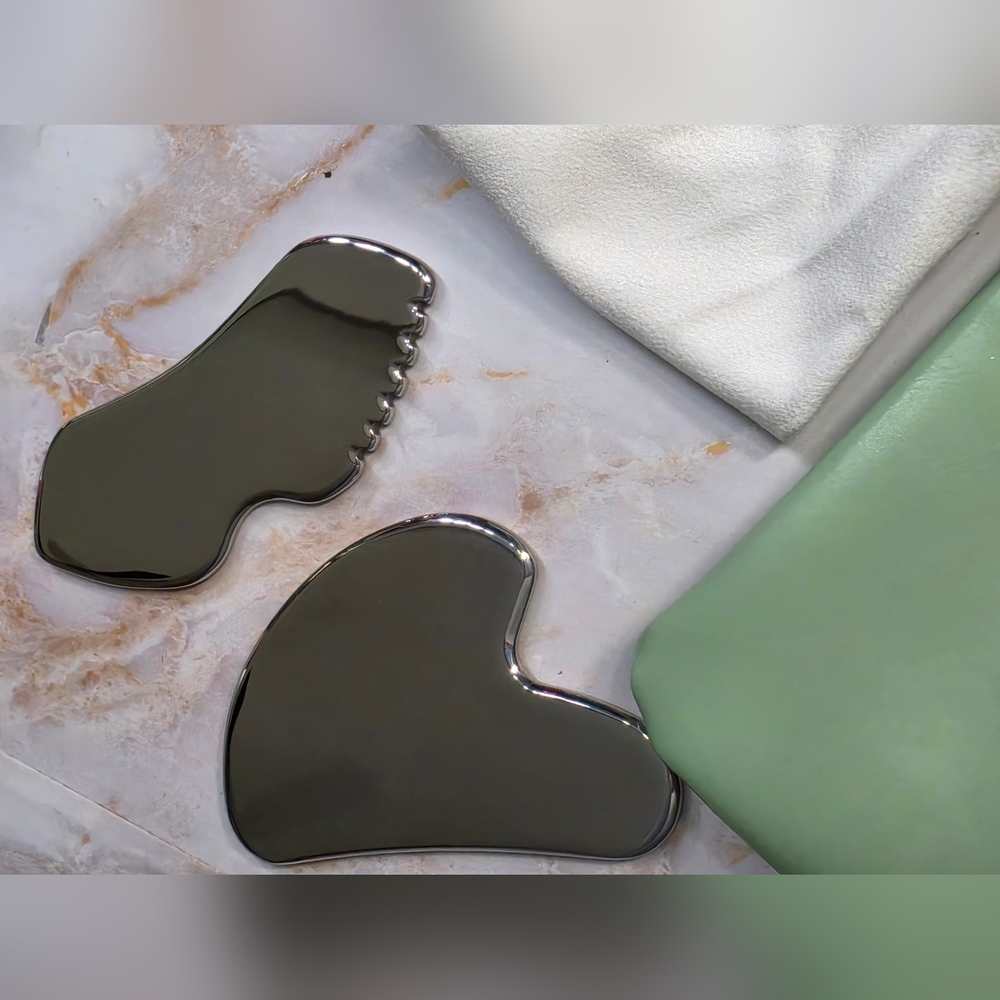 ​2 Pcs Stainless Steel Gua Sha Set Metal Facial Massager for Lymphatic Drainag - Picture 8 of 8